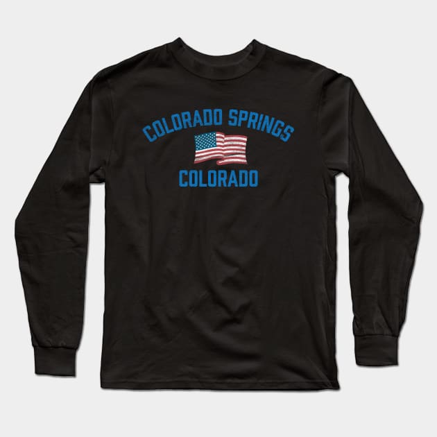 Colorado Springs Colorado Vintage USA Flag Long Sleeve T-Shirt by TGKelly